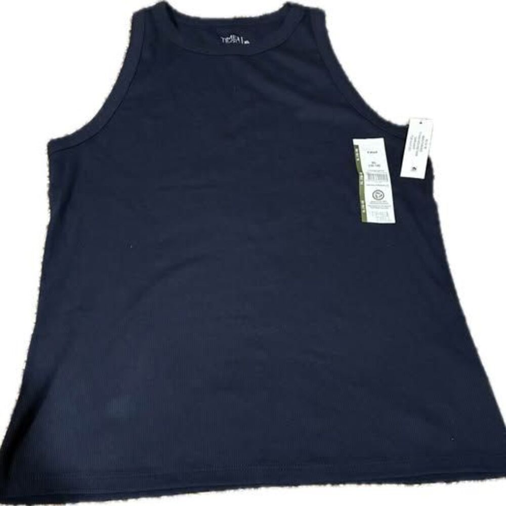 Time and Tru Womens XL Dark Navy High Neck Rib Knit Tank Top